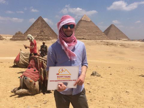 Pyramids Happy clients camel ride